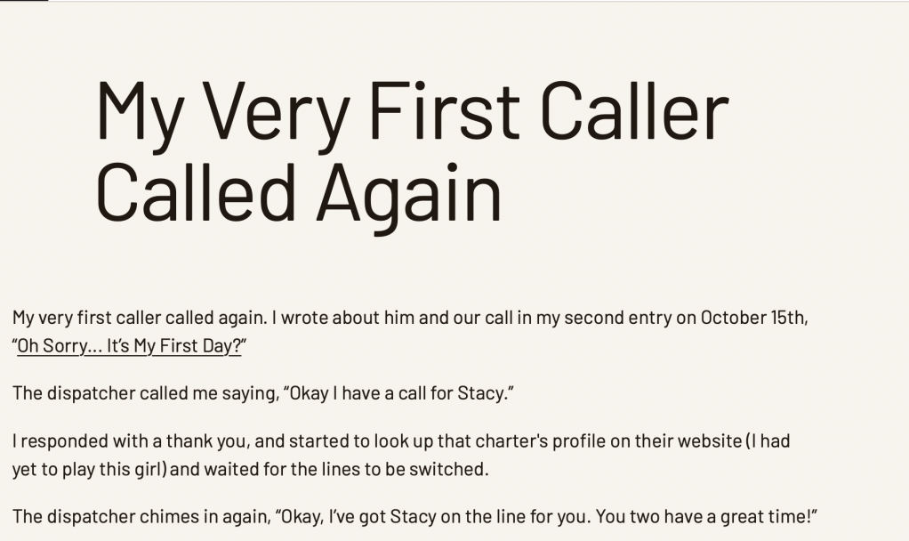 My Very First Caller Called&nbsp;Again